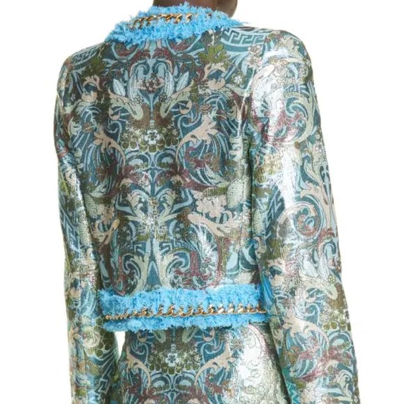 Versace Chain Trim Metallic Barocco Jacquard Jacket - Season 2023 - Brand New - Picture 5 of 7